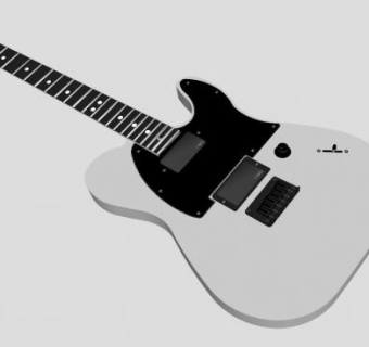 白色的电吉他的SKP模型素材设计_su模型下载 草图大师模型_SKP模型