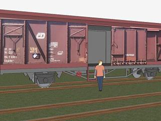 火车的货车车厢的SKP模型素材_su模型下载 草图大师模型_SKP模型