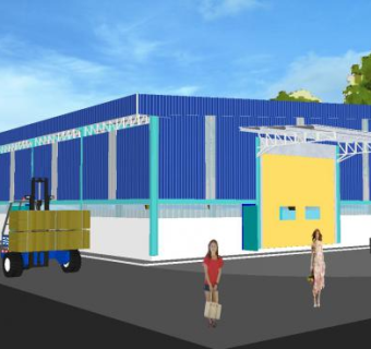 工厂厂房叉车运输车模型