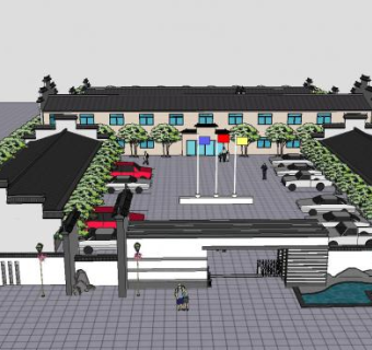 中式徽派厂房设计模型