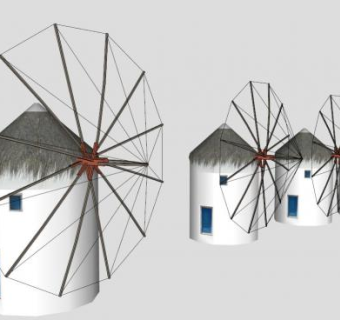 农庄上的风车SKP模型素材_su模型下载 草图大师模型_SKP模型