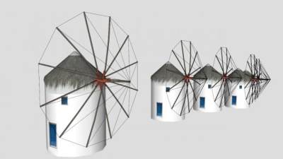 农庄上的风车SKP模型素材_su模型下载 草图大师模型_SKP模型