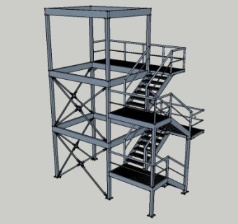 工业铁架操作平台模型_su模型下载 草图大师模型_SKP模型
