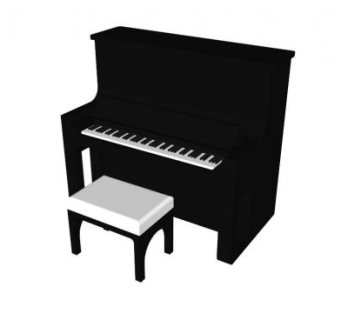 黑色钢琴钢琴椅子的SKP模型_su模型下载 草图大师模型_SKP模型