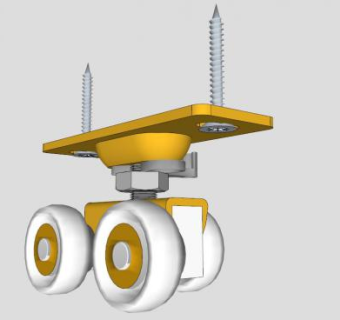 五金柜门滚珠轴承悬挂组件SKP模型_su模型下载 草图大师模型_SKP模型