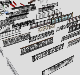 各种精美栏杆SU模型下载_sketchup草图大师SKP模型