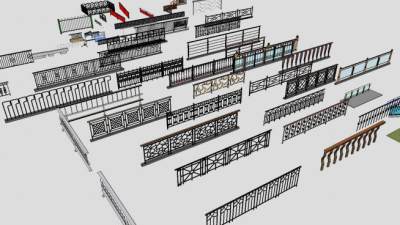 各种精美栏杆SU模型下载_sketchup草图大师SKP模型