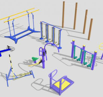 室外健身器材大全SU模型下载_sketchup草图大师SKP模型