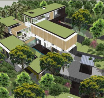 现代中式别墅景观山地SU模型