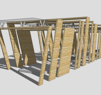 现代风格廊架过道设计SU模型下载_sketchup草图大师SKP模型