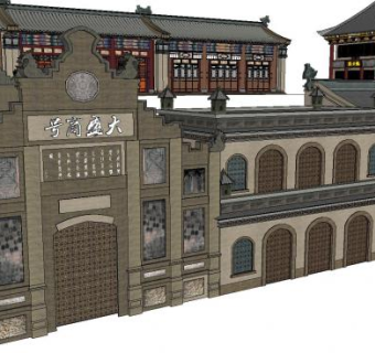 古建筑戏楼酒楼娱乐山西各种民居17栋建筑模型娱乐SU模型下载_sketchup草图大师SKP模型