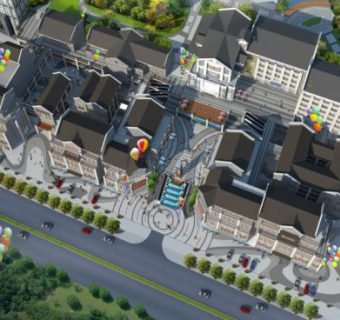 新中式商业街楼房SU模型下载_sketchup草图大师SKP模型