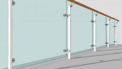 钢化玻璃栏杆阳台栏杆SU模型下载_sketchup草图大师SKP模型