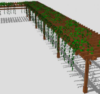 L形直角花架景观小品SU设计模型下载_sketchup草图大师SKP模型