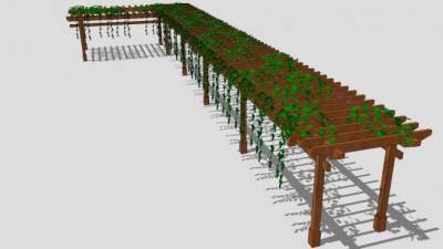 L形直角花架景观小品SU设计模型下载_sketchup草图大师SKP模型