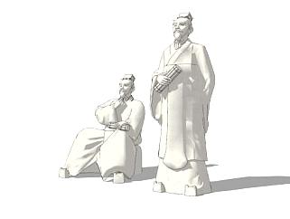 古代文人人物雕塑SU模型下载_sketchup草图大师SKP模型