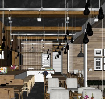 现代咖啡馆咖啡厅店铺SU模型下载_sketchup草图大师SKP模型