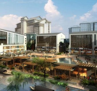 扬州商业水街建筑中式别墅SU模型