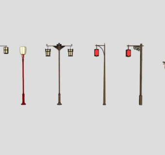 中式风格古灯路灯(古)SU模型下载_sketchup草图大师SKP模型