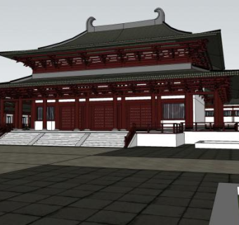 古建寺庙建筑宗教景区SU模型下载_sketchup草图大师SKP模型