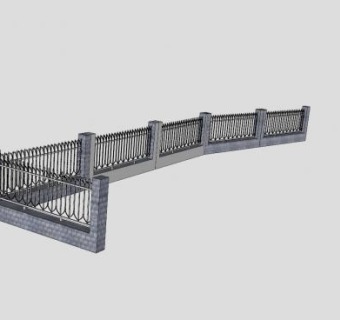 欧式风格常用的铁艺围墙栏杆SU模型下载_sketchup草图大师SKP模型