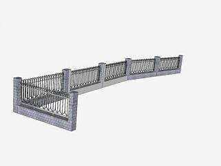 欧式风格常用的铁艺围墙栏杆SU模型下载_sketchup草图大师SKP模型