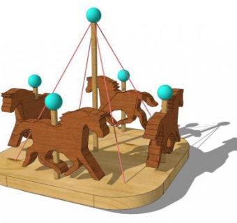 木质旋转的木马玩具SKP模型_su模型下载 草图大师模型_SKP模型