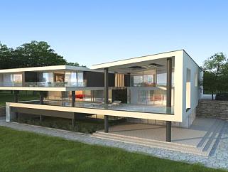现代风格简易建筑别墅SU模型