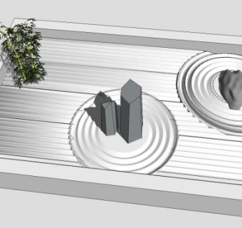 枯山水庭院景观SU模型