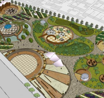 城市广场精细设计SU模型