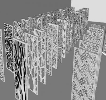 屏风花格栅镂空隔断SU模型大全SU模型下载_sketchup草图大师SKP模型