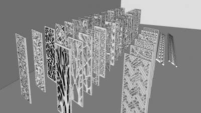 屏风花格栅镂空隔断SU模型大全SU模型下载_sketchup草图大师SKP模型