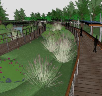 生态湿地栈道廊架SketchUp设计SU模型下载_sketchup草图大师SKP模型