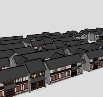 古建商业街中式风格SU模型下载_sketchup草图大师SKP模型