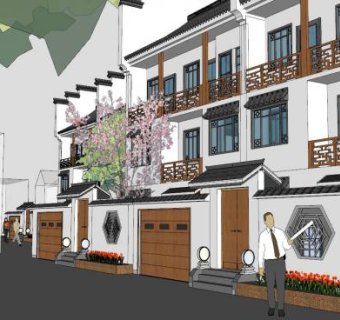 仿古建筑设计中式风格SU模型下载_sketchup草图大师SKP模型