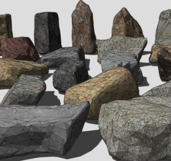 景观石头观赏SU模型下载_sketchup草图大师SKP模型
