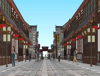中式古建商业街仿古SU模型