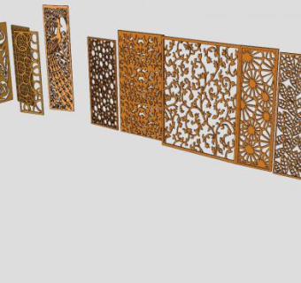 雕花镂空板中式隔断SU模型下载_sketchup草图大师SKP模型