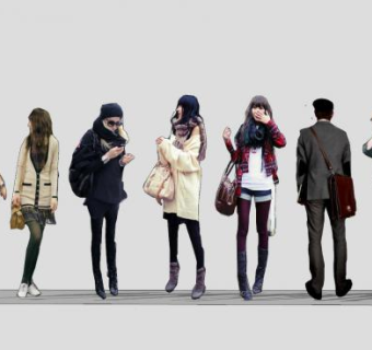 现代写实人物3d立体SU模型下载_sketchup草图大师SKP模型