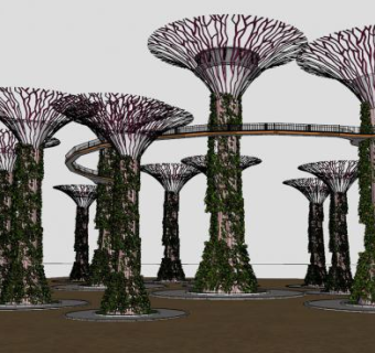 公园景观艺术树树形SU模型下载_sketchup草图大师SKP模型