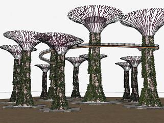 公园景观艺术树树形SU模型下载_sketchup草图大师SKP模型