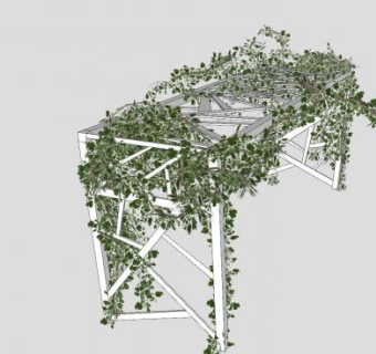 绿色植物花架上的爬藤植物藤条SU模型下载_sketchup草图大师SKP模型