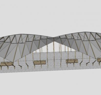 现代中式创意新廊架SU模型下载_sketchup草图大师SKP模型