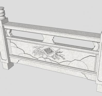 石雕栏板栏杆SU模型下载_sketchup草图大师SKP模型