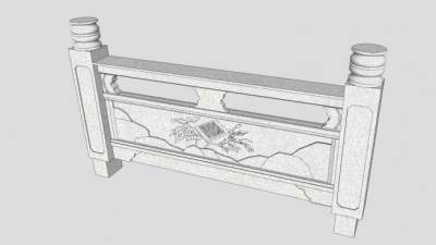 石雕栏板栏杆SU模型下载_sketchup草图大师SKP模型