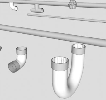 白色塑料排水管及转接口SKP模型_su模型下载 草图大师模型_SKP模型