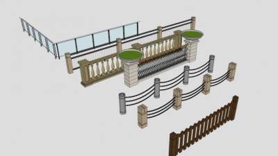 各中栏杆欧式围杆SU模型下载_sketchup草图大师SKP模型