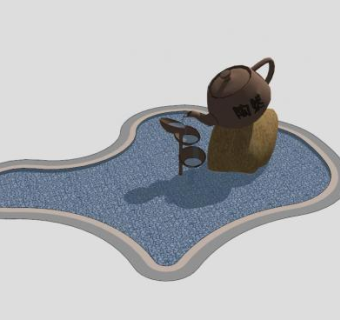 艺术茶壶倒水雕塑水景景观小品SU模型下载_sketchup草图大师SKP模型