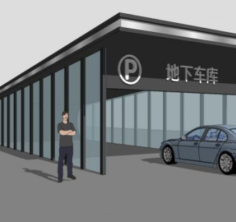 商场地下车库入口停车场SU模型下载_sketchup草图大师SKP模型