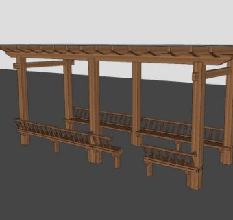 美人靠廊架亭子SU模型